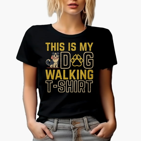 This Is My Dog Walking T-Shirt, Dog Walker, Black T-Shirt, Small