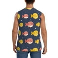 thumbnail image 4 of Fotbe Men's Cute Puffer Fish Print Men's Sleeveless Muscle Tank Tops Casual T-Shirts for Gym Workout Beach-Medium, 4 of 8