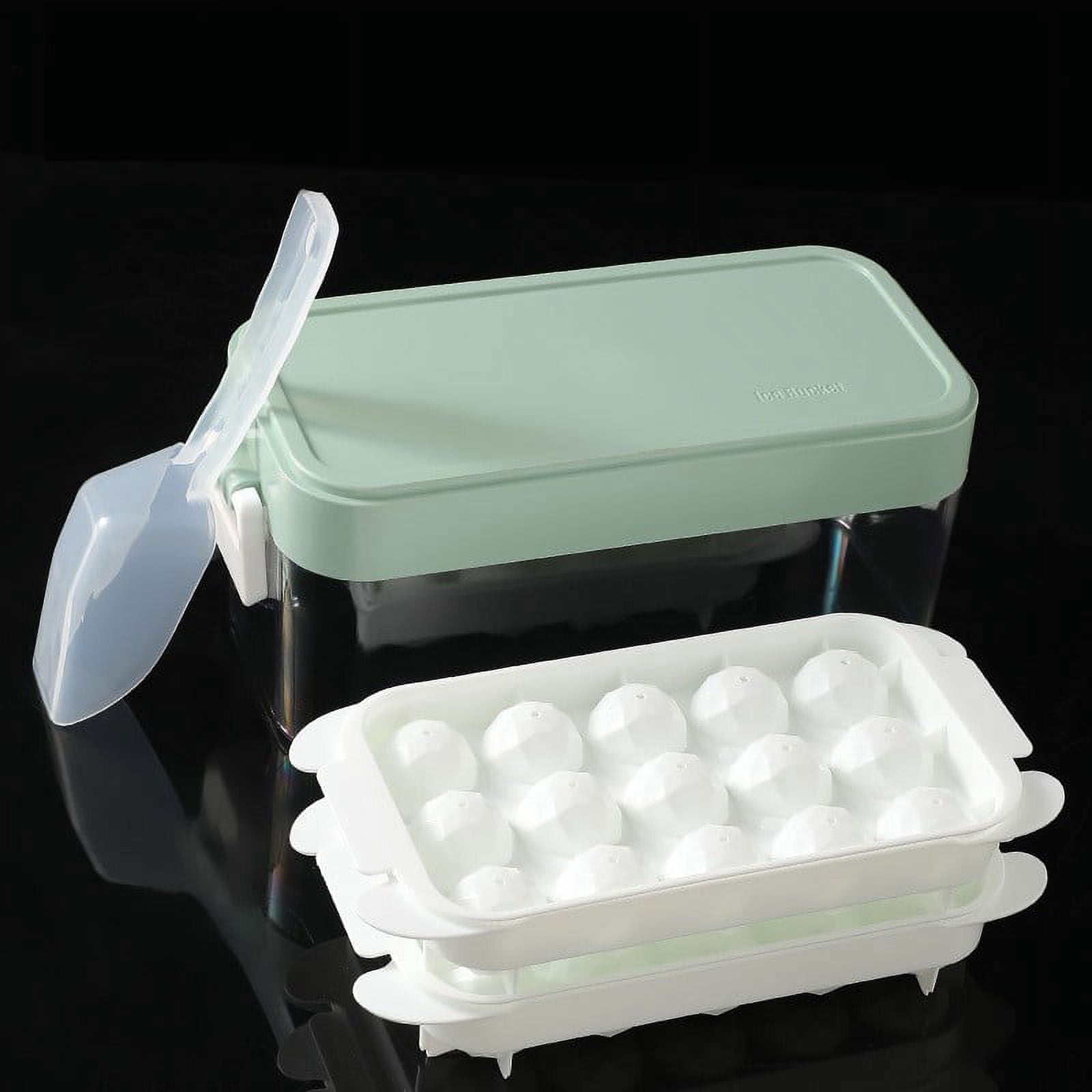 Press Type Ice Cube Touch Tool,28Pieces Single Layer Silicone Ice Tray with Lid and Storage Box Easy Release Container Scoop Square Ice Tray