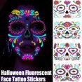 thumbnail image 2 of Pegatinas de tatuaje fluorescentes faciales de Halloween, pegatinas desechables divertidas de tatuaje de calavera para Festival, Fiesta, maquillaje, tatuaje Gao Jinjia LED, 2 of 2