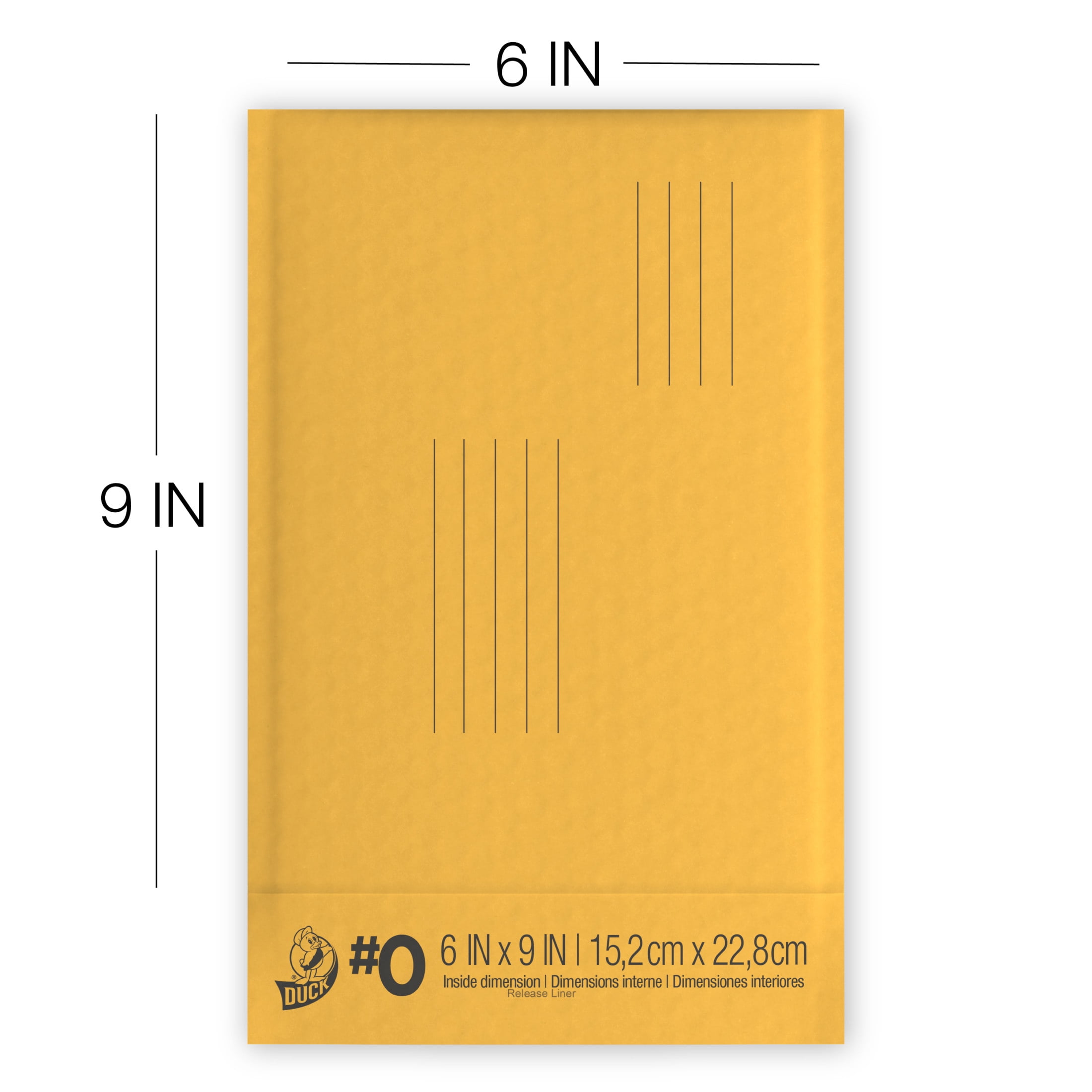 Duck Self-Seal Kraft Bubble Mailer #0, 6" x 9", Solid Print, 2 Pack