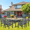 thumbnail image 6 of HDPE Outdoor Dining Set,10-Piece Outdoor Table and Chairs Include 8 Dining Chairs and 2 Pcs 62.5" Patio Dining Table with Umbrella Hole (Gray), 6 of 7