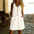 thumbnail image 2 of Womens Summer Dress Sleeveless Button Casual Sundresses with Pockets Loose Solid Tank Dresses, S, 2 of 7