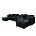 thumbnail image 6 of 144" Cloud Couch, Black-Gray Modular Sectional Sofa, Chenille 6 Seat U Shaped Couch with Storage Box, Cup Holders and Movable Ottoman, 6 of 18