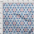thumbnail image 2 of oneOone Cotton Poplin Blue Fabric Artistic Flower & Shapes Geometric Quilting Supplies Print Sewing Fabric By The Yard 56 Inch Wide, 2 of 4