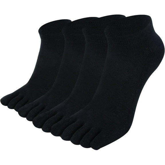 8 Pairs Men Five Finger No Show Toe Socks, Cotton Breathable Pure Color Ankle Low Cut Socks for Athletic Running