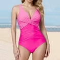thumbnail image 2 of Leey-World Plus Size Tummy Control Halter One-Piece Swimsuit Pink,M, 2 of 5