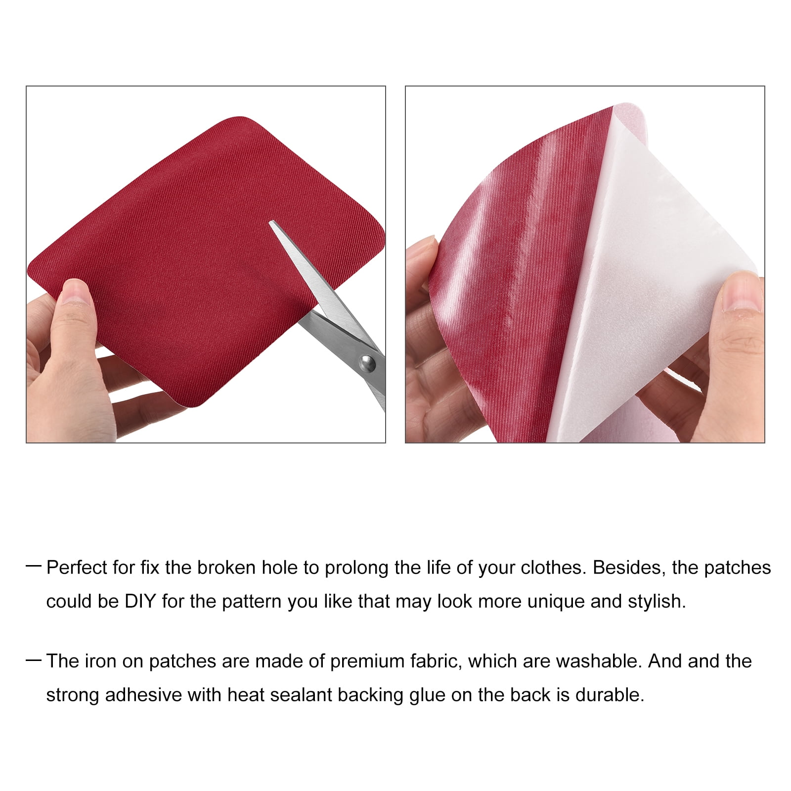 Unique Bargains Fabric Iron-on Patches for Clothes Hole Repairing and Decoration Dark Red