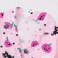 thumbnail image 5 of MEZZALL Kids Halloween Pumpkin Pattern PJs Set Lapel Collar Short Sleeve Shirt Tops Elastic Waist Shorts Girls Nightwear Cozy Pajamas Sets, 5 of 8