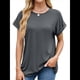 thumbnail image 3 of Camisetas Casuales Holgadas para Mujer, Camisetas de Verano de Corta con Cuello Redondo y Modernas Gris Oscuro M, 3 of 10