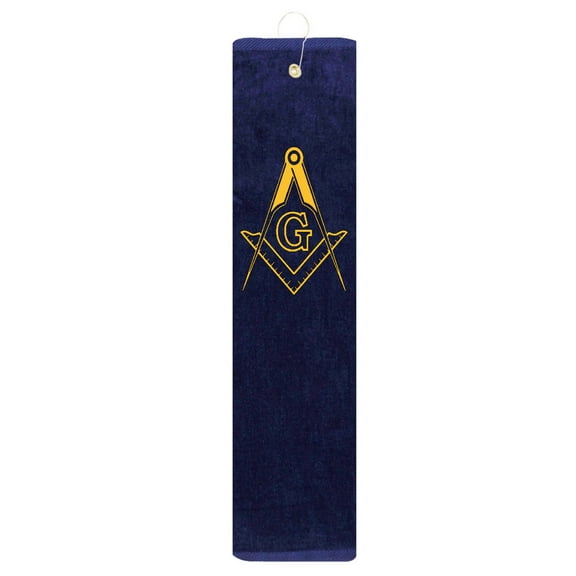 Freemason Masonic Square & Compass Tri-fold Golf Towel With Grommet & Hook Father's Day Club Ball Tee Golfing Gift Birthday 15" x 18"