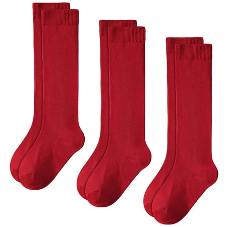 

BOOPH Kids Socks Knee High Socks Boys Girls School Uniform Socks 6-8 Years Red