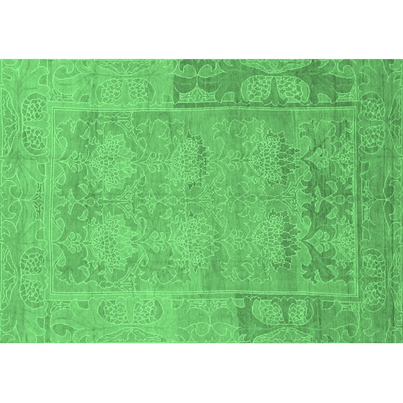Ahgly Company Indoor Rectangle Abstract Emerald Green Modern Area Rugs, 2' x 5'