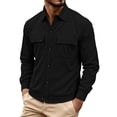 thumbnail image 5 of MXALUOB Men's Corduroy Jackets Button Front Work Jacket with Flap Pockets Long Sleeve Textured Overshirt Regular Fit Casual Workwear, 5 of 6