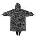 thumbnail image 2 of Oversized Wearable Blanket Hoodie,Black Leopard Print Sherpa Blanket Hoodie with Super Pockets,Super Warm Fuzzy Pullover for Women & Men, 2 of 6