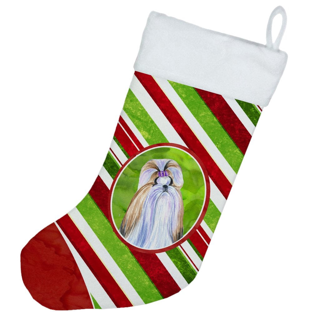 Carolines Treasures SS4534-CS Shih Tzu Winter Snowflakes Christmas Stocking SS4534 Large multicolor