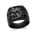 thumbnail image 1 of Bague Chevalière Motif Titane Noir pour Homme, 1 of 4