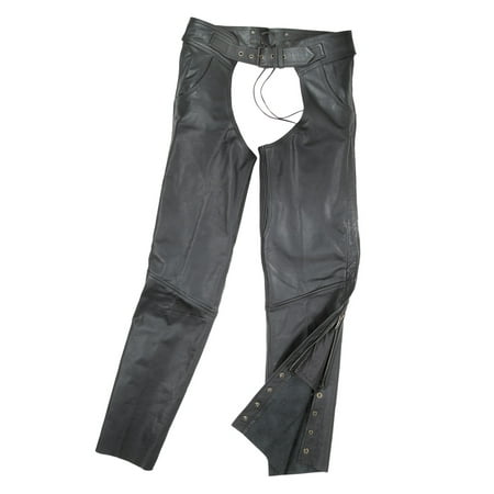 Fulmer Unisex Leather Motorcycle Chaps w/ Stretch Panel Mens Womens Ladies
