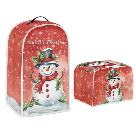 Renewold Toaster Cover and Blender Cover for Kitchen Christmas Decor Snowman Snowflake Food Processor Cover with Hanlde 4 Slice Wide Slot Microwave Oven Dustproof Covers
