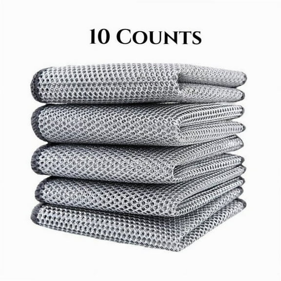 10 Counts Dishwashing Rags，Multipurpose Non-Scratch Wire Dishcloths for Kitchen Cleaning，Wet and Dry Use, Reusable Wire Cleaning Cloths for Kitchen, Sinks, Pots, and Pans
