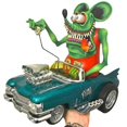thumbnail image 3 of Halloween Ornament Angry Big Mouth Statue Rat Fink Collectible Model Toy Halloween Decoration Monster Driving Multi-color Optional, 3 of 4
