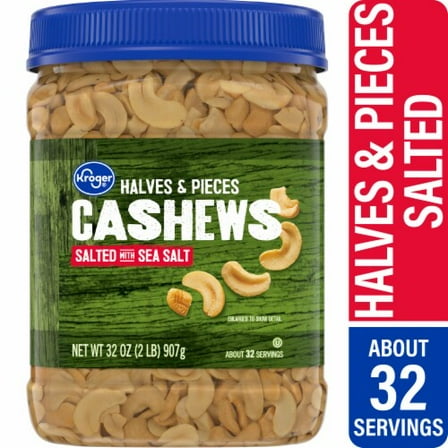 KR Salted Cashew Halves & Pieces 32 oz