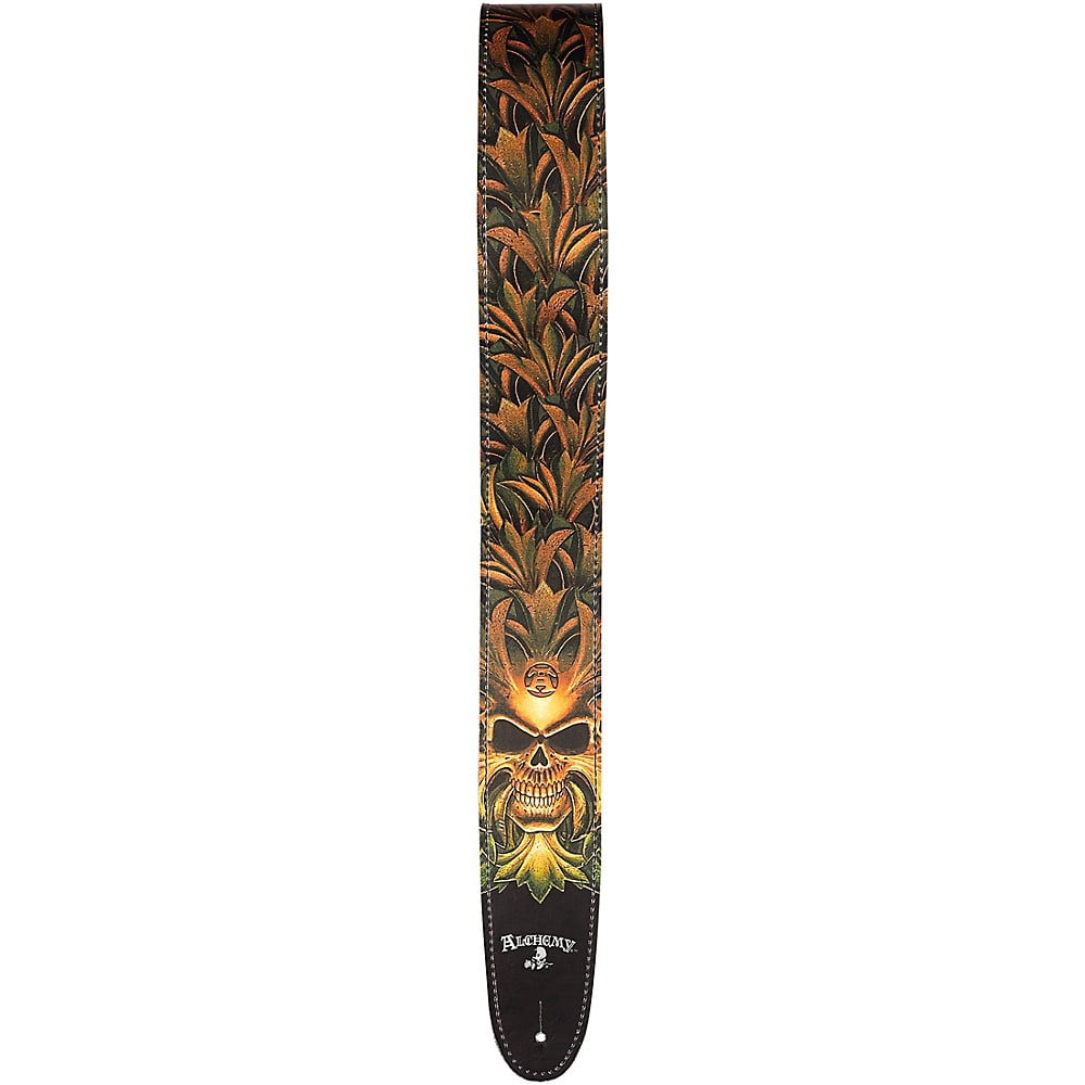 D'Addario Alchemy Leather Guitar Strap, Cryptorosa Skull 2.5 in.