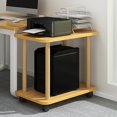 thumbnail image 3 of WETLA Small Table,End Table,Solid Color Wooden Side Table 360 Degree Swivel Easy Assembly Side 2 Tier Open Shelf Sofa Small Tea Coffee Table with Wheels, 3 of 9