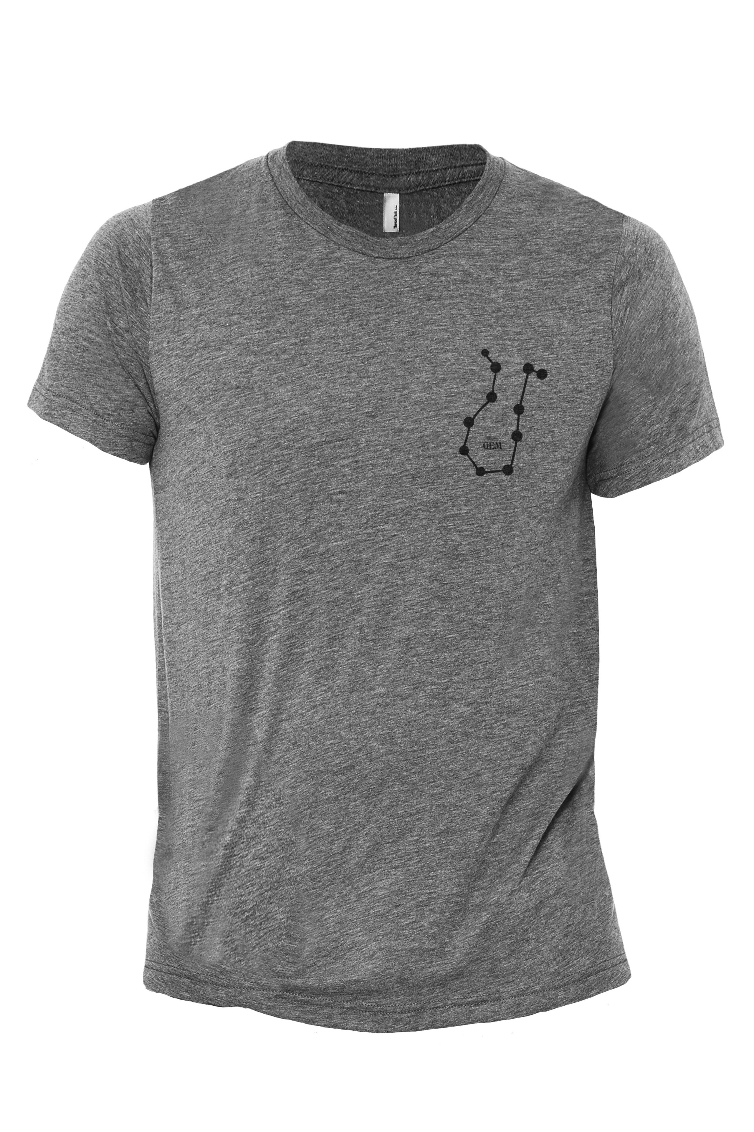 Gemini GEM Constellation Astrology Men's Modern Fit Fun Casual T-Shirt Printed Graphic Tee Heather Grey 3X-Large