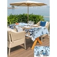 thumbnail image 4 of Outdoor Tablecloth with Umbrella Hole and Zipper, Blue Christmas Rectangle Table Cloth 54x80 Inch Waterproof Tablecloth, Snowman Xmas Tree Balls Snowflake Picnic Table Cover for Patio Camping, 4 of 7