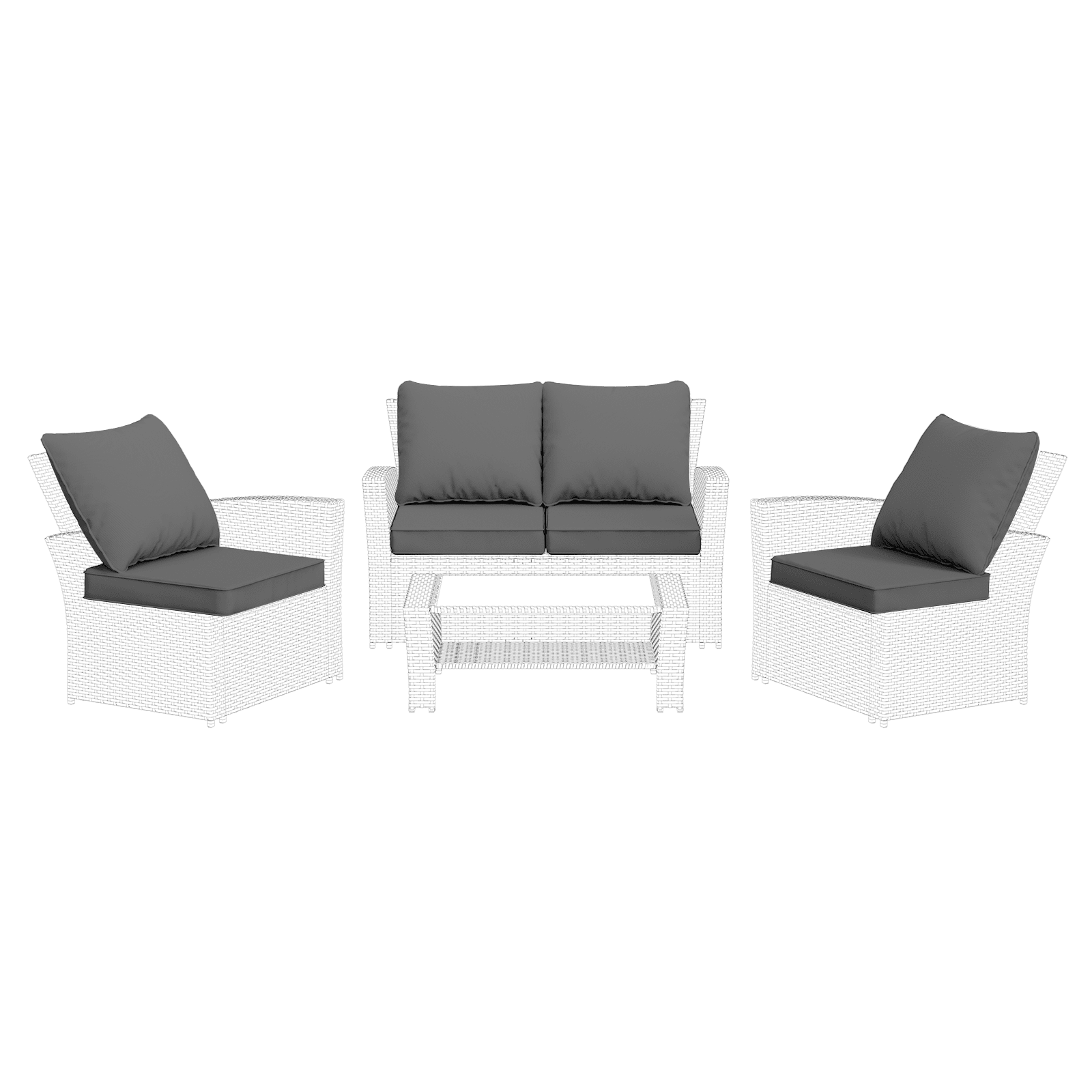 MRUAKA Outdoor Cushions for Patio Furniture, 4'' Replacement Cushions for Outdoor Furniture, Set of 4 Water-Resistant Outdoor Sectional Cushions for Sofa Couch Chair (Grey)