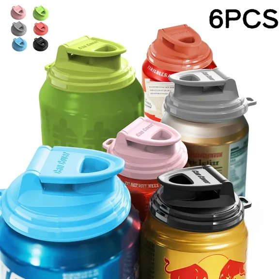 6PCS Reusable Soda Can Lids, Can Covers for Soda, Sparkling Water, Beer & Energy Drinks, Outdoor Camping Use, Keep Drink Fresh Taste