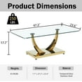 thumbnail image 2 of Modern Glass Coffee Table and End Table Set of 3, Rectangular 0.39" Thick Tempered Glass with Gold Curved Stainless Steel Base, for Living Room and Office, 2 of 6