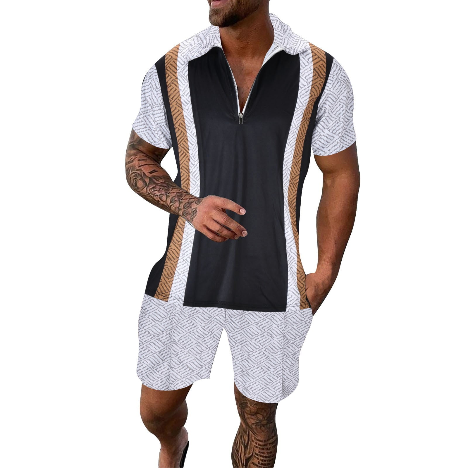 BJUTIR Outfit Set For Mens 3D Short Sleeve Suit Shorts Beach Tropical ...