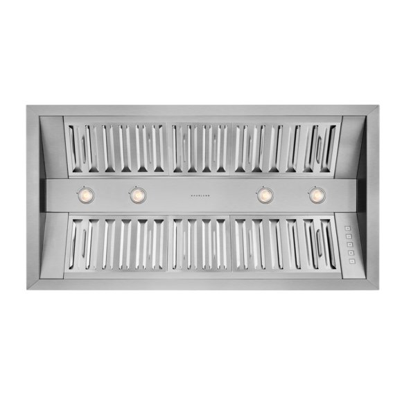 Hauslane / Pro-Style Hotte de Cuisinière Intégrée R300 de 46”, Profondeur de 21”, Performance à Faible Bruit / Design Contemporain, Poignées Pleine Grandeur, Filtres à Chicanes de Qualité Professionnelle, Lampes DEL, Acier Inoxydable