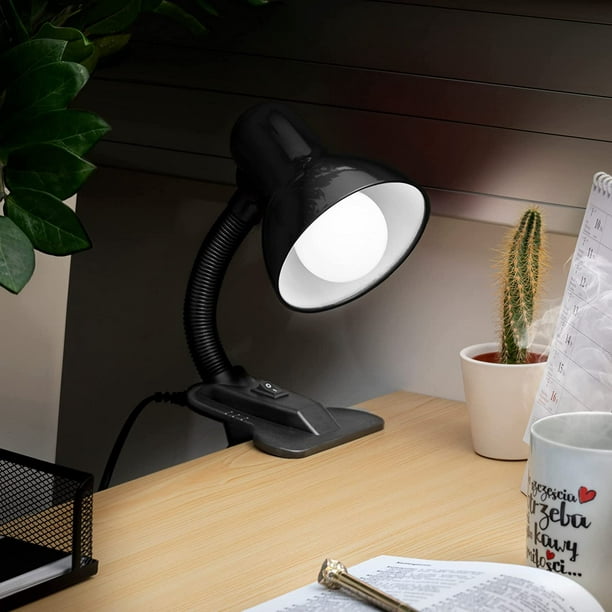 Lampe de table à pince LED dimmable lampe de lecture flexible lampe de  chevet noire 5W