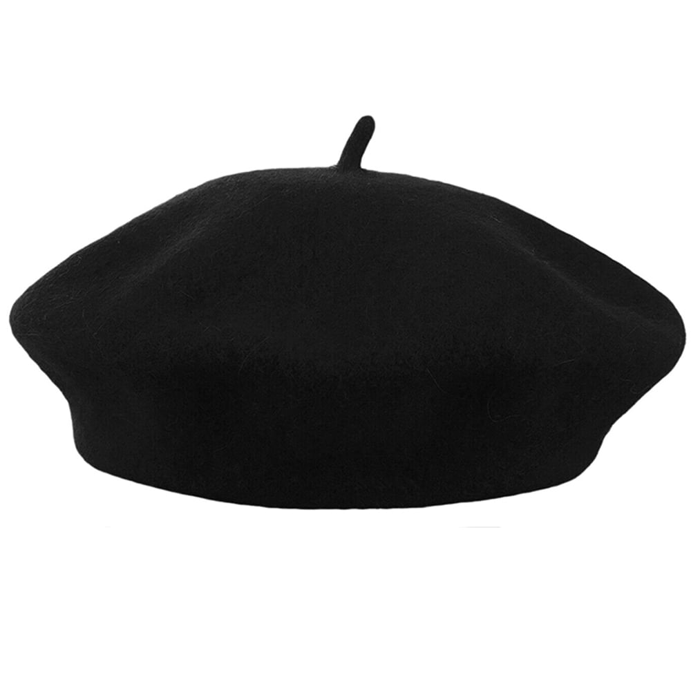 Women Wool Beret Hat Black Casual French Beret Hat Artist Beret Cap