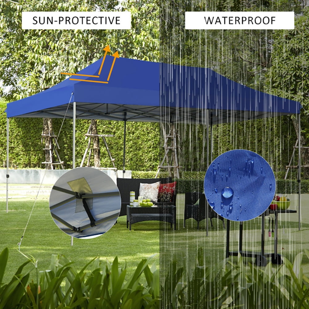 Aimee Lii 10 x 20 Feet Adjustable Folding Heavy Duty Sun Shelter with Carrying Bag, Backyard Canopy Gazebo, Blue