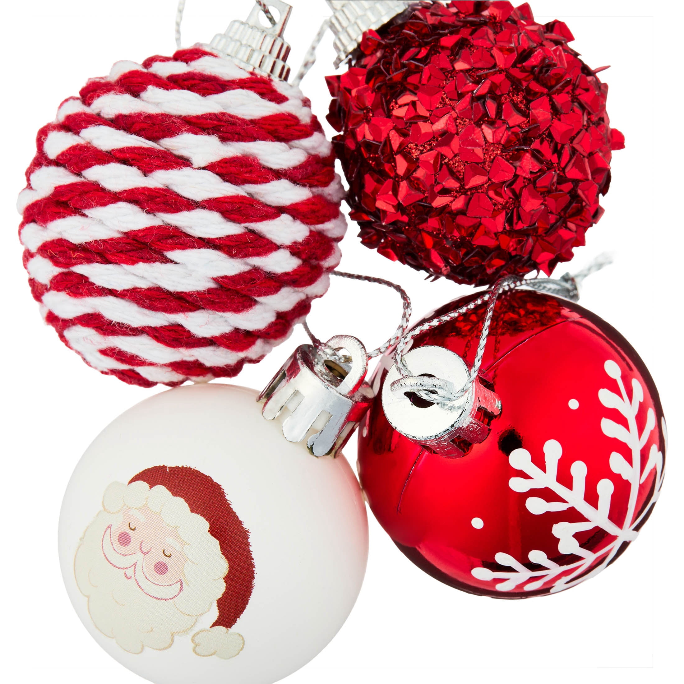 12-Count Red and White Ball Mini Christmas Ornaments, 1.8", by Holiday Time