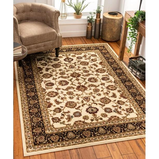 Noble Sarouk Persian Fl Oriental, Traditional Area Rugs For Dining Room