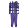 thumbnail image 5 of SYMOID Womens Purple Plaid Long Sleeve Pajama Set - 100% Polyester Soft, Cuffed Jogger Pants, for Sleeping & Lounging, S-XXL,Size 2XL, 5 of 6