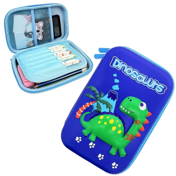 allydrew Large Capacity EVA Hard Shell 3D Pencil Case, Pencil Storage Box for Stationery Tools, Dinosaurs