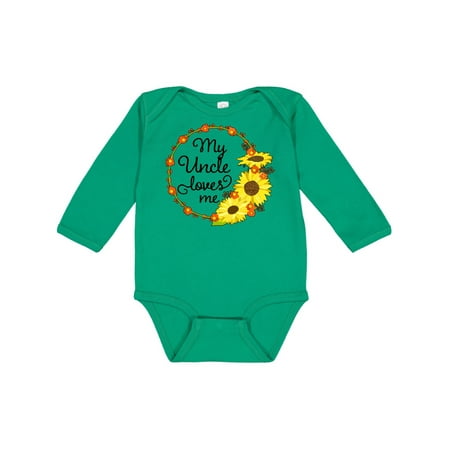 

Inktastic My Uncle Loves Me with Sunflower Wreath Gift Baby Boy or Baby Girl Long Sleeve Bodysuit