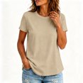 thumbnail image 5 of Hearthz Raglan Short Sleeve Shirts Women Solid Color Basic Crewneck Tshirt Women Athletic Workout Plain Teacher Shirts for Women, 5 of 6