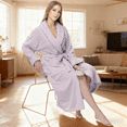 thumbnail image 5 of Enwphrey Lavender Women Robe Soft Cozy Warm Bathrobe Ladies Long Fleece Plush Comfy Spa Housecoat Lightweight Robe for Women(XS,Lavender), 5 of 6