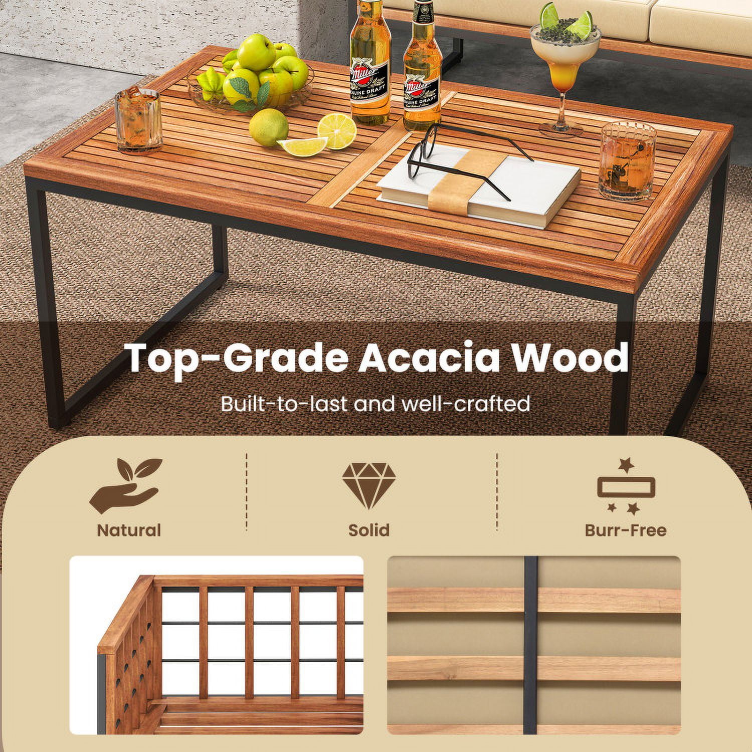 Aimee Lii 4 Pieces Acacia Wood Outdoor Sofa Set for Balcony Porch Backyard Poolside, Outdoor Patio Set Aimee Lii 4 Pieces Acacia Wood Outdoor Sofa Set for Balcony Porch Backyard Poolside, Outdoor Patio Set