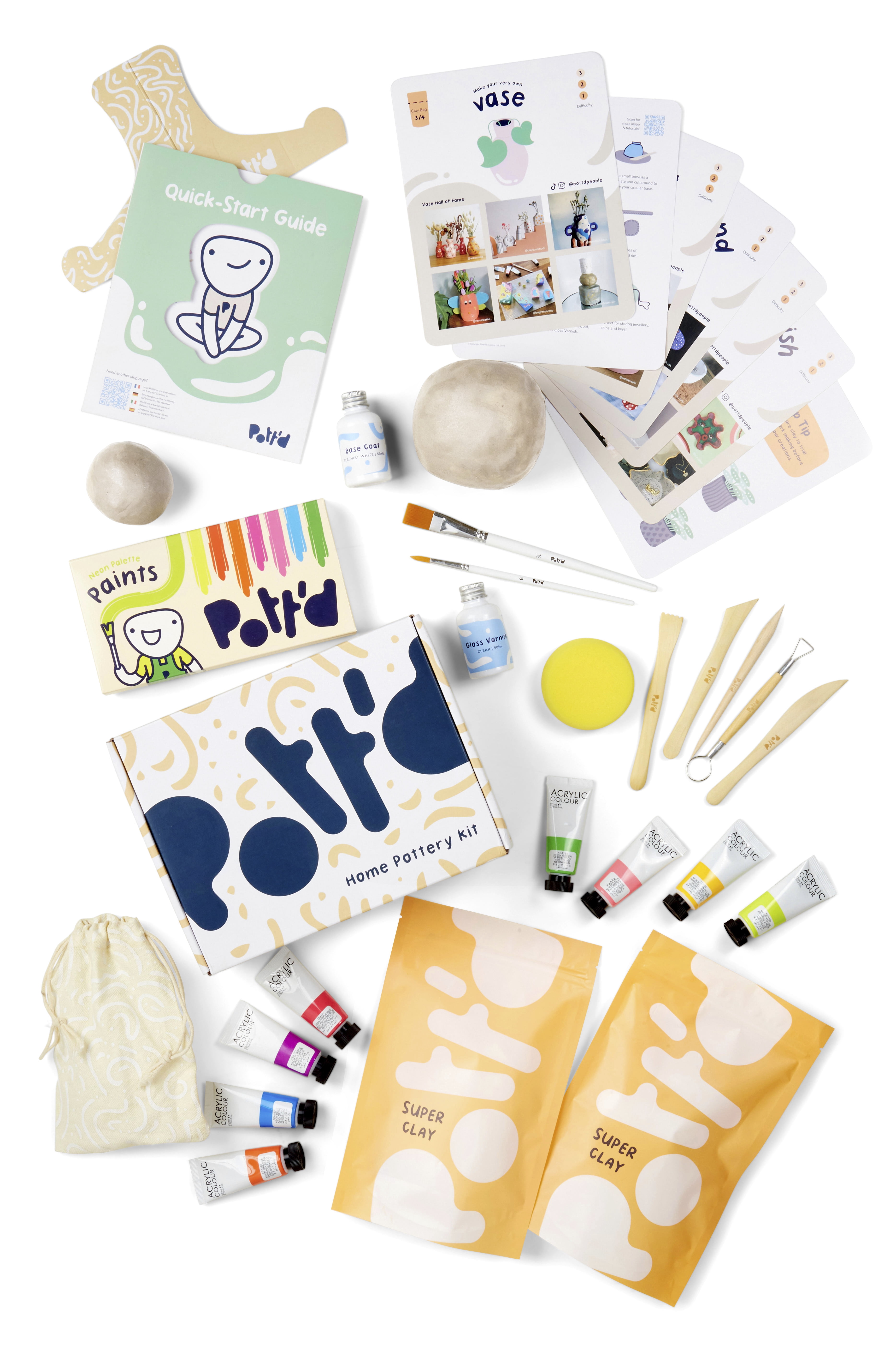 Pott'd Home Air Dry Clay Pottery Kit for Adults & Beginners