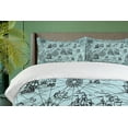 thumbnail image 4 of Ambesonne Map Duvet Cover Sets, Pirate Ships Treasure Island, 2-King, Pale Grey Charcoal Grey, 4 of 7