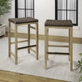 thumbnail image 6 of Jonathan Y Armand Modern Coastal Backless Acacia Wood Outdoor Bar Stool with Woven Rope, 6 of 7