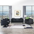 thumbnail image 3 of Bayberry Black Velvet Fabric Sofa Couch with 3 Pillows, 3 of 11